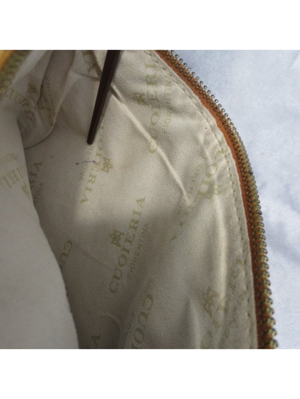 Cuoieria Fiorentina Genuine Tooled Leather Foldover Shoulder Bag Tan Flora Italy - Picture 7 of 16